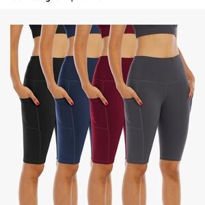 Brand NEW 4 Pack Biker Yoga Shorts With Pockets For Women High Waisted